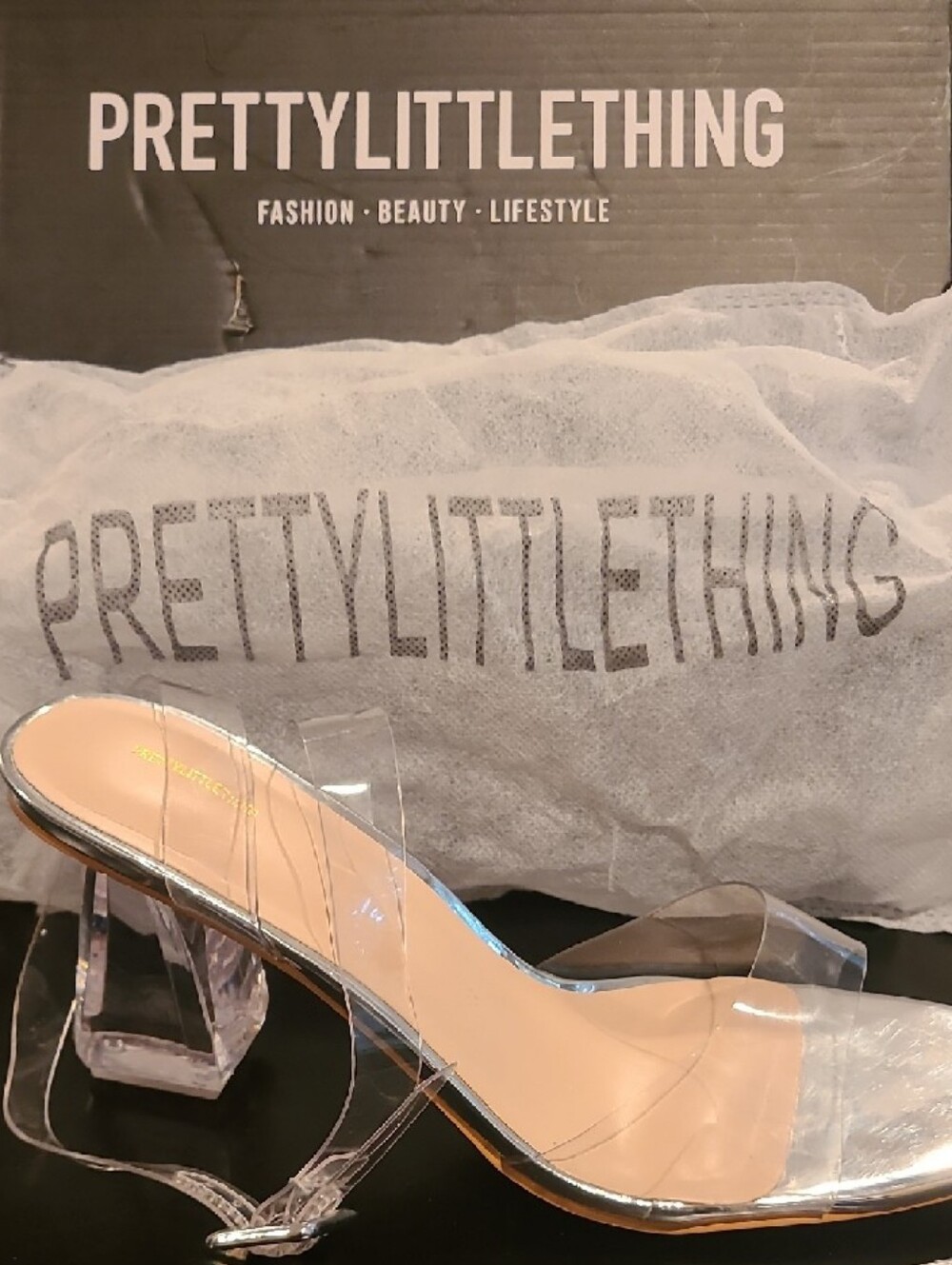 PrettyLittleThing Clear Block Heel Sandals - Transparent